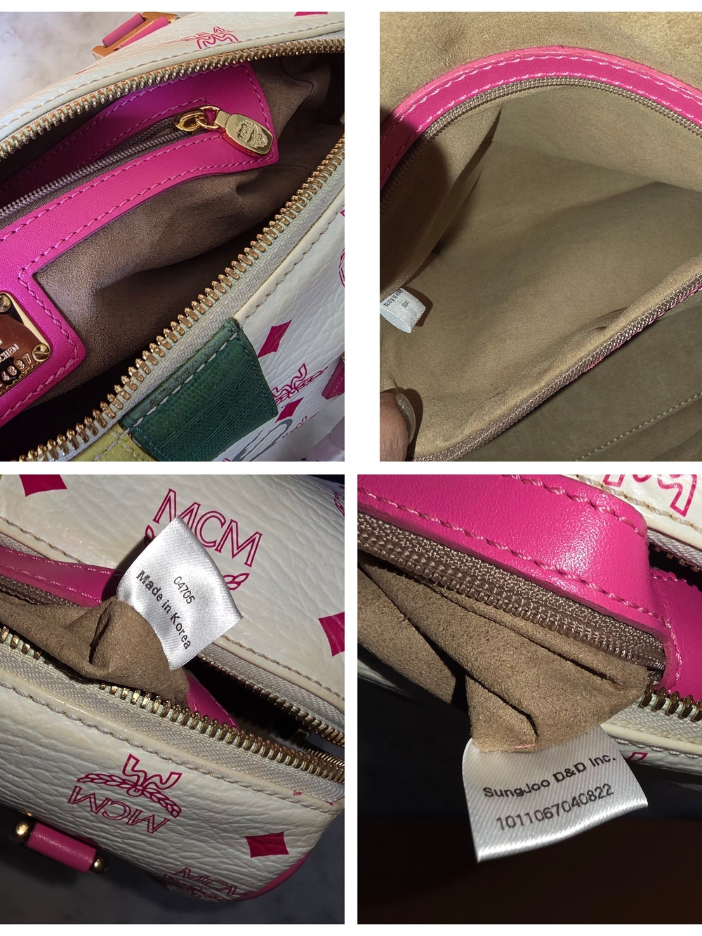 MCM Princess Lion White Satchel with Pink Handles & Trim W/ Gold Hardware - Picture 11 of 14